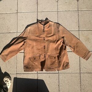 Tan and brown leather jacket